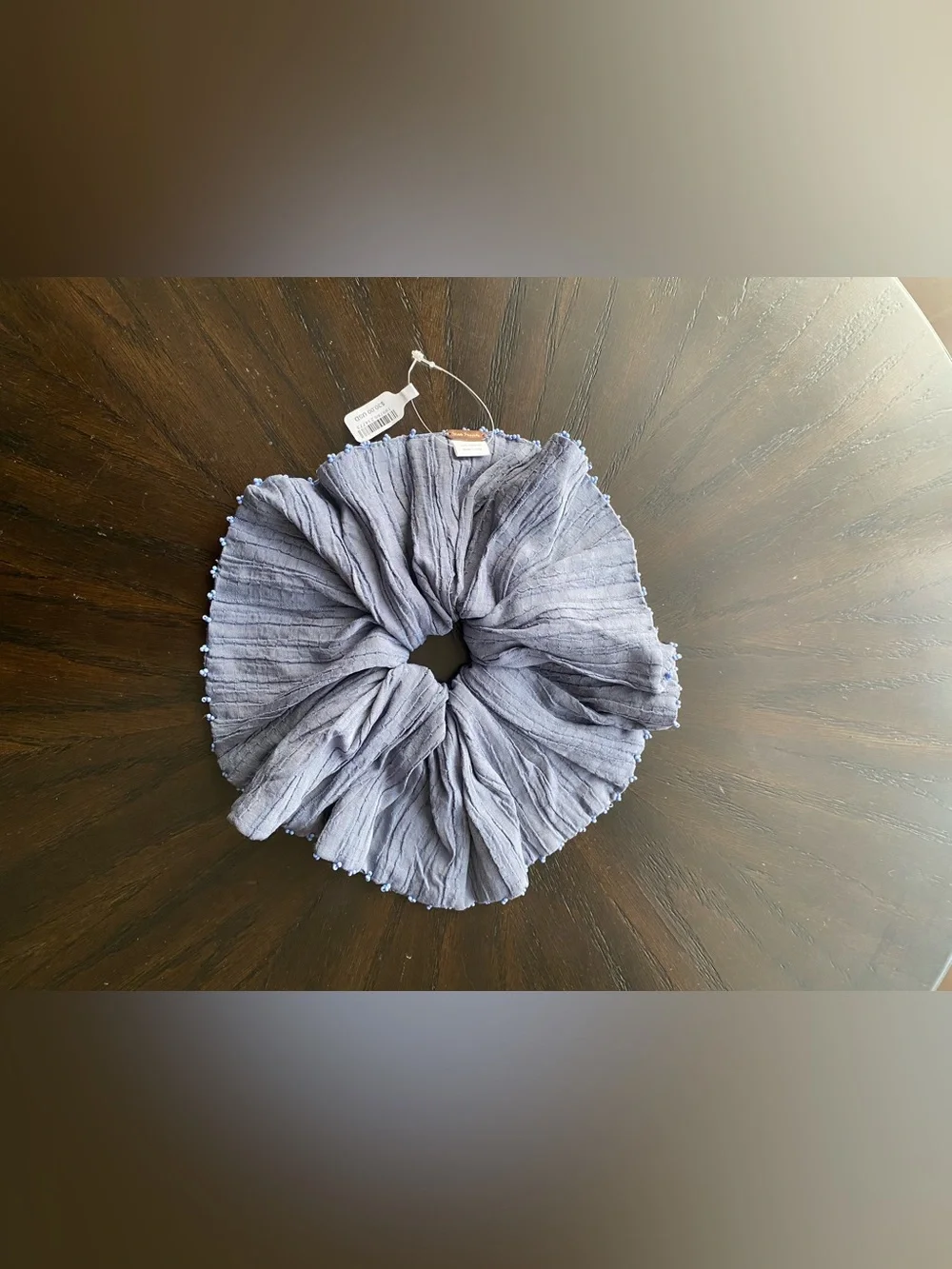 Free People Blue Textured Beaded Oversized Scrunchie Hair Accessory